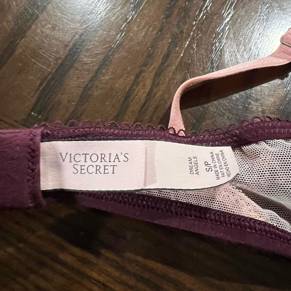 Victoria Secret Dream Angles Purple Pink Mesh Lace Bra Size Small - Picture 5 of 8